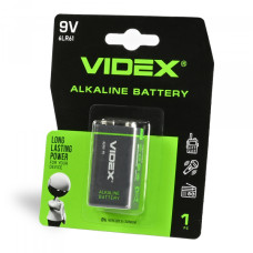 Батарейка лужна Videx 6LR61/9V (Крона) 1шт BLISTER (6LR61/9V/B)