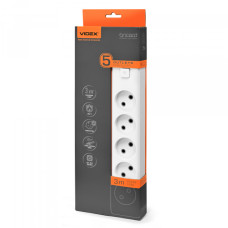 Мережевий подовжувач VIDEX ONCORD б/з 5п 3м з кнопкою White (VF-PD53-W)
