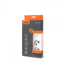 Мережевий подовжувач VIDEX ONCORD б/з 2п 3м з кнопкою White (VF-PD23-W)
