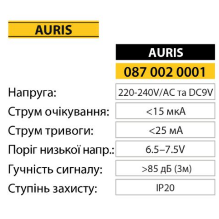 Датчик диму AURIS