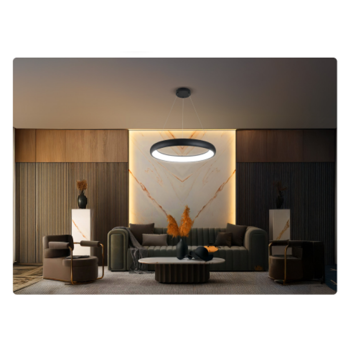 Підвісна світлодіодна люстра Horoz Electric ESSENCE 30W 4000K чорна