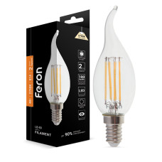 Світлодіодна лампа Feron Filament LB-59 4Вт E14 2700K свічка на вітрі (25575)