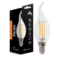 Світлодіодна лампа Feron Filament LB-59 4Вт E14 4000K свічка на вітрі (25576)