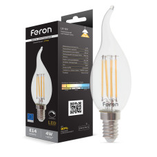 Світлодіодна лампа Feron Filament LB-69 4Вт E14 2700K свічка на вітрі (25653)