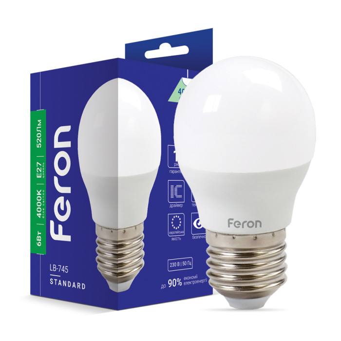 Світлодіодна лампа Feron LB-745 6Вт E27 4000K (25675)