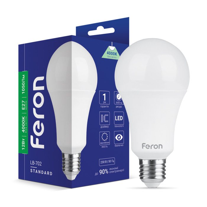 Світлодіодна лампа Feron LB-702 12Вт E27 4000K (25978)