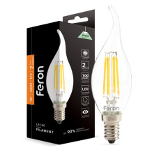 Світлодіодна лампа Feron Filament LB-160 7Вт E14 4000K свічка на вітрі (40085)