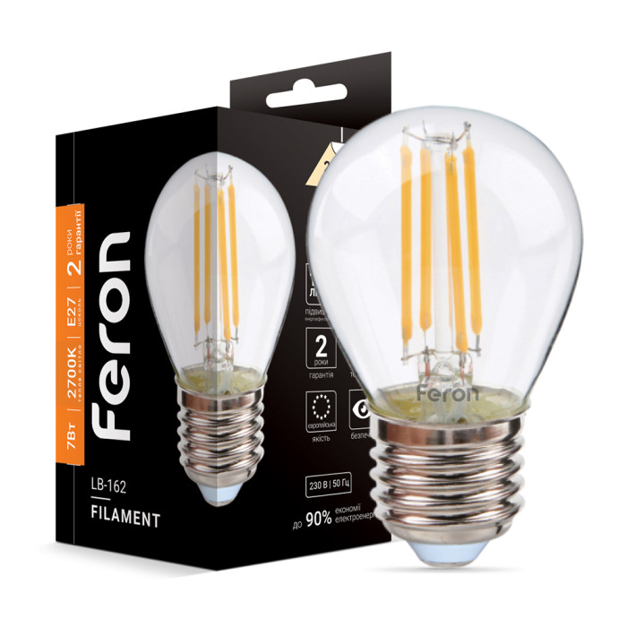 Світлодіодна лампа Feron Filament LB-162 7Вт E27 2700K (40088)