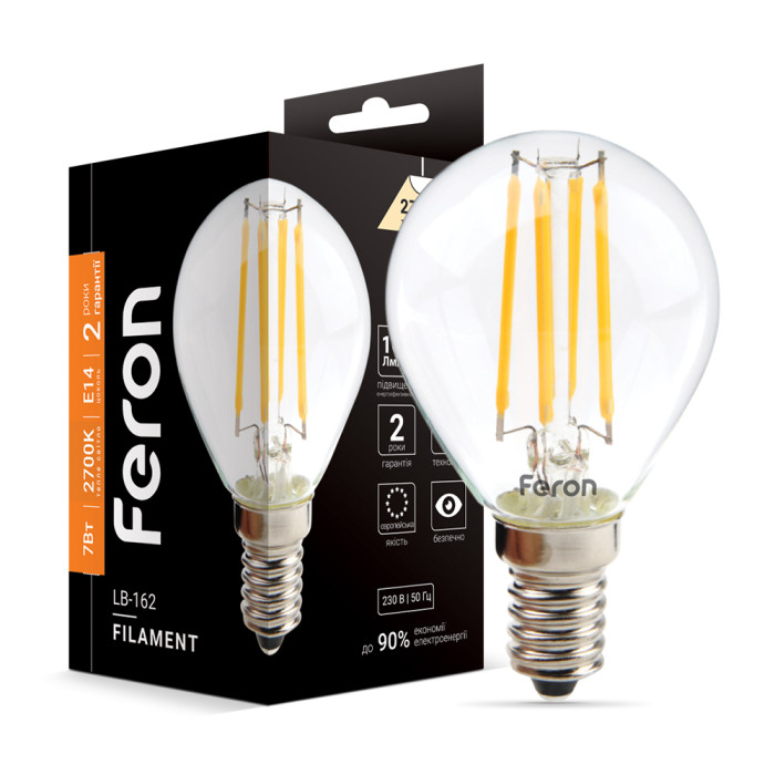 Світлодіодна лампа Feron Filament LB-162 7Вт E14 2700K (40090)