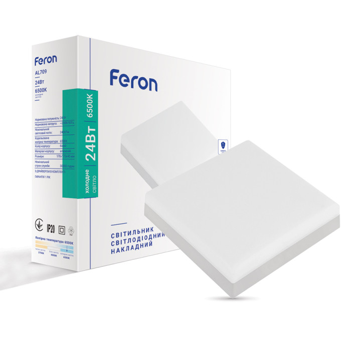 Світлодіодний накладний світильник Feron AL709 24Вт 6500K білий (01917)