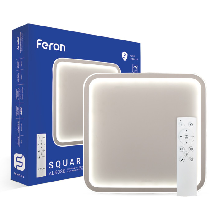 Світлодіодна накладна люстра Feron AL6080 SQUARE 70Вт білий (40278)