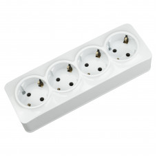4-а розетка з заземленням  біла POWER MAX-4е