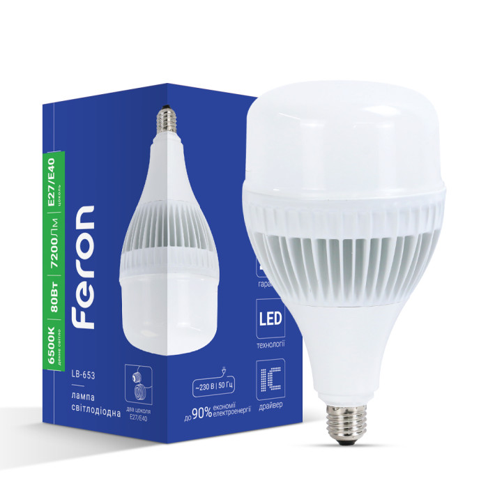 Світлодіодна лампа Feron LB-653 80Вт Е27-E40 6500K (80199)