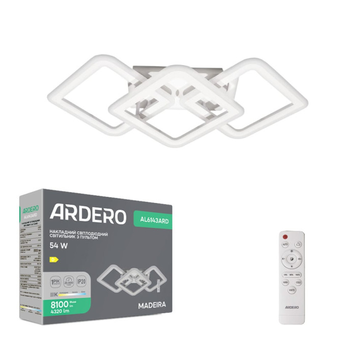 Світлодіодна накладна люстра Ardero AL6143ARD MADEIRA 54Вт білий (80594)