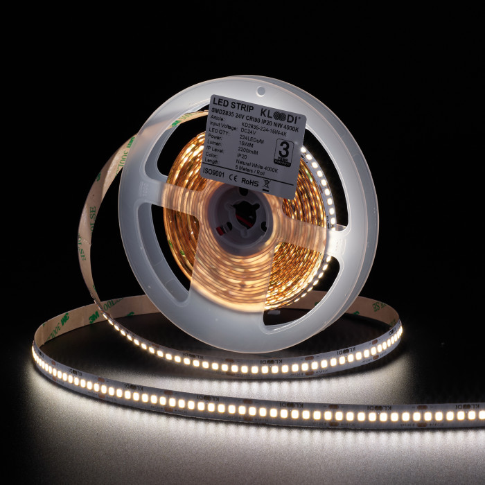 LED стрічка KLOODI KD2835-224-15W-4К-24V HE 15W 224LED 4000K 2200LM IP20 24V