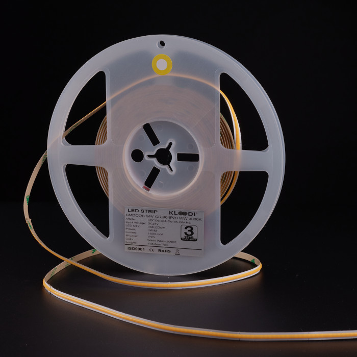 LED стрічка KLOODI KDCOB-384-3W-3К-24V 3W 384LED 3000K 285LM IP20 24V