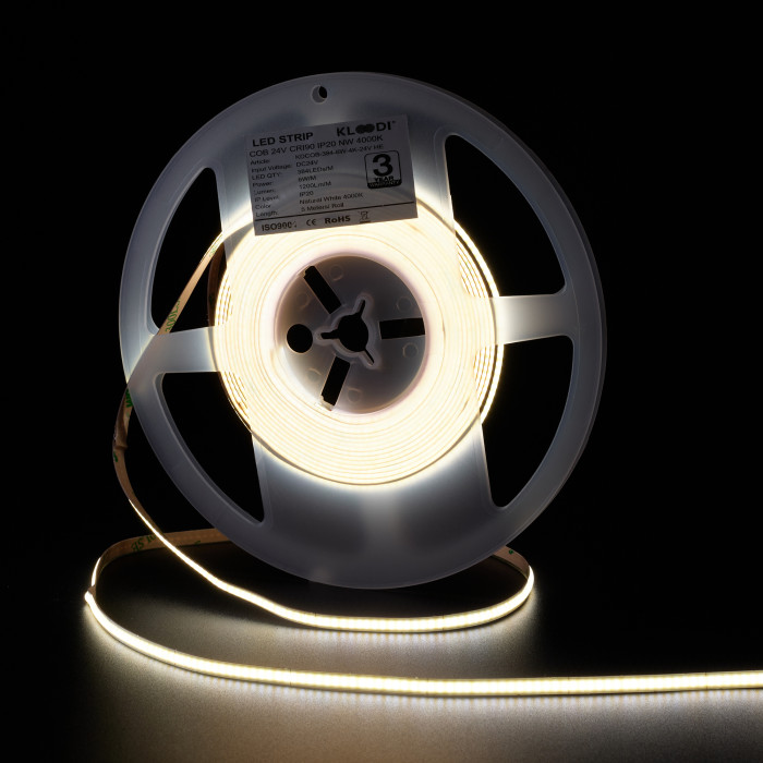 LED стрічка KLOODI KDCOB-384-6W-4К-24V 6W 384LED 4000K 600LM IP20 24V