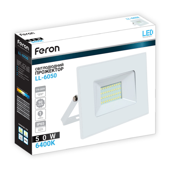 Світлодіодний прожектор Feron LL-6050 50Вт 6400K білий (40054)