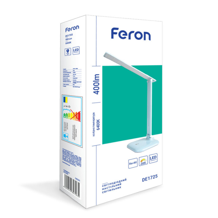 Світлодіодний настільний світильник Feron DE1725 9Вт 6500K білий (24224)