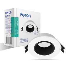 Вбудований поворотний світильник Feron DL0375 під лампу білий-чорний (01784)