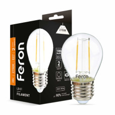 Світлодіодна лампа Feron Filament LB-61 2Вт E27 2700K прозора (01865)