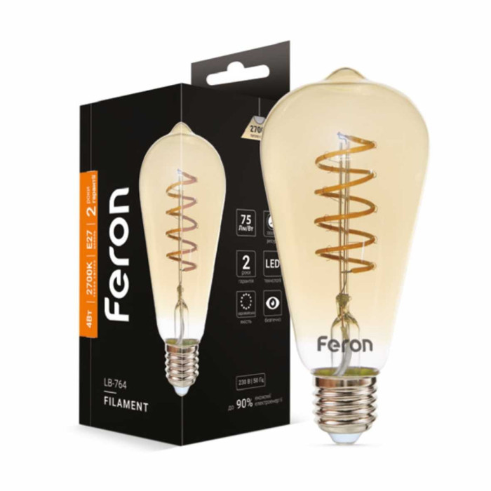 Світлодіодна лампа Feron Filament LB-764 4Вт E27 2700K (01867)