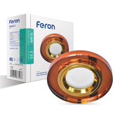Вбудований світильник Feron 8060-2 під лампу коричневий золото (20087)