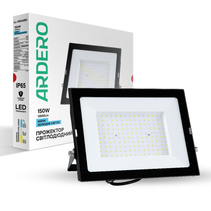 Світлодіодний прожектор Ardero LL-1150ARD 150Вт 6500K чорний (80020)