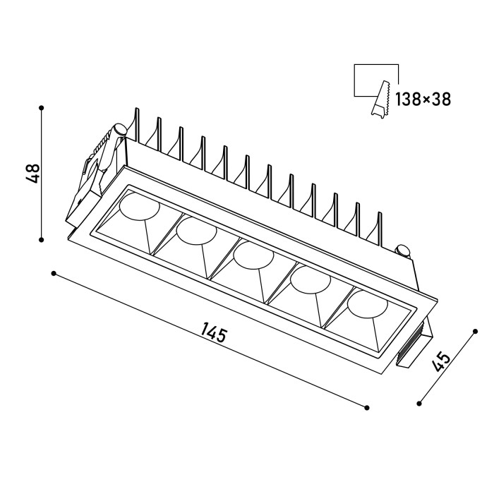 Світильник точковий врізний KLOODI KD-POINT 5X2 10W 3K BK