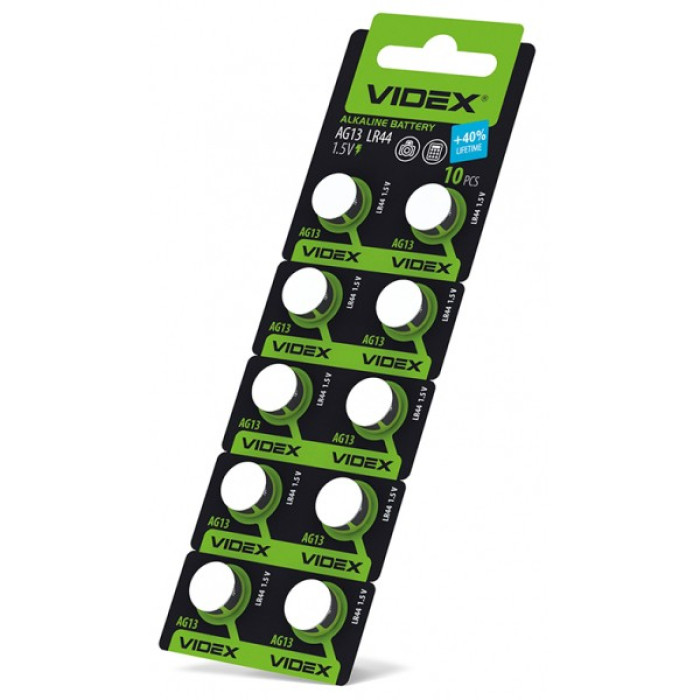 Батарейка годинникова Videx AG13/LR44 BLISTER CARD 10 шт (AG13/10B/1.5V)