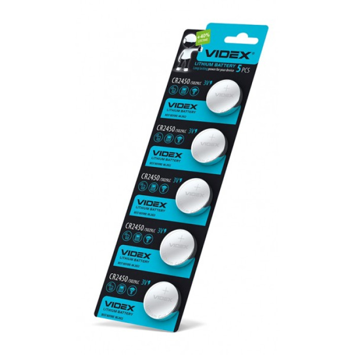 Батарейка літієва Videx CR2450 5шт BLISTER CARD (CR2450 5pc)