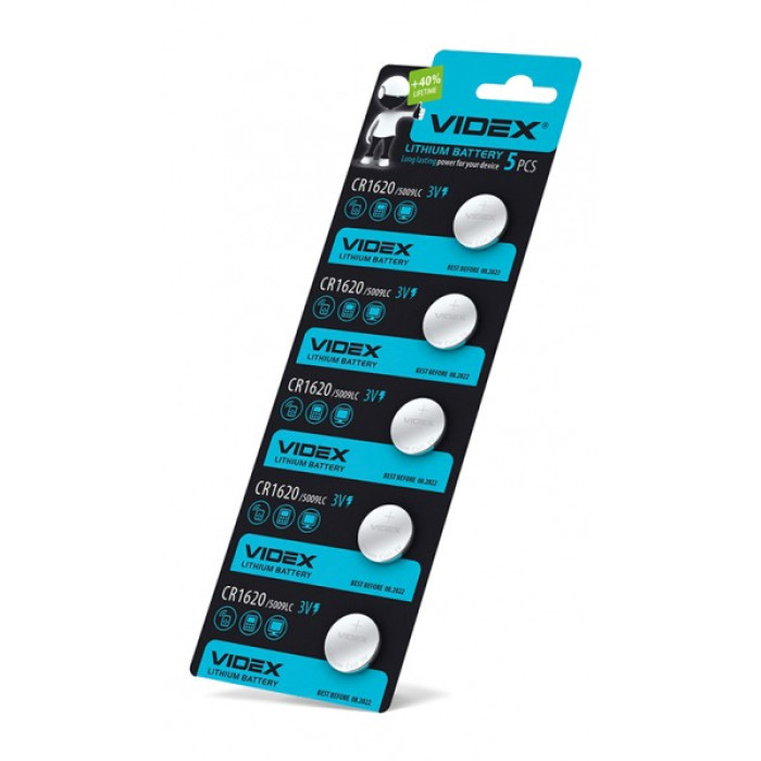 Батарейка літієва Videx CR1620 5шт BLISTER CARD (CR1620 5pc)