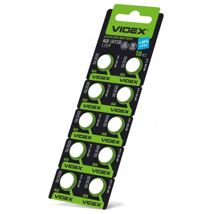 Батарейка годинникова Videx AG 8/LR1120 BLISTER CARD 10 шт (AG8/10B/1.5V)