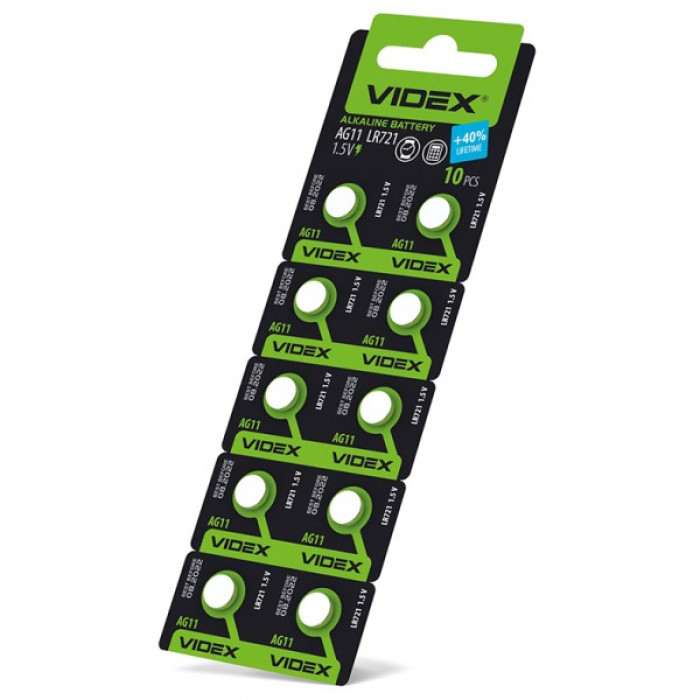 Батарейка годинникова Videx AG11/LR721 BLISTER CARD 10 шт (AG11/10B/1.5V)