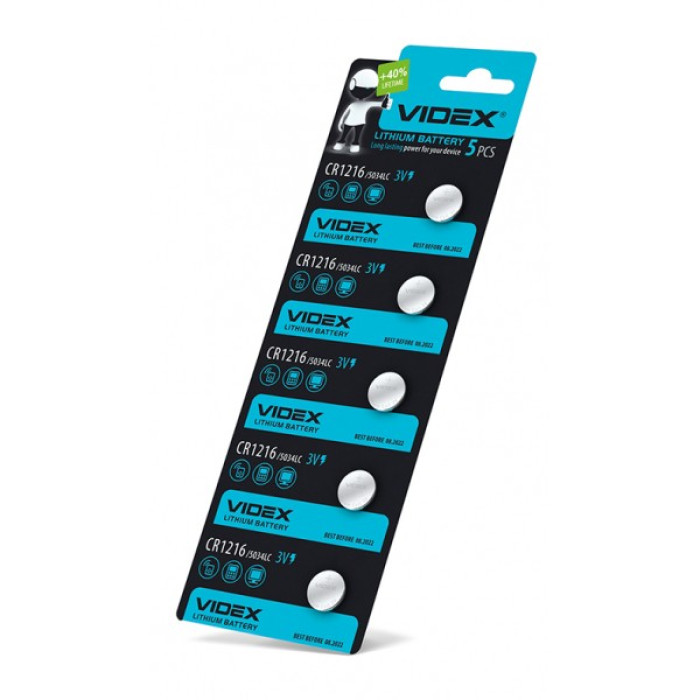 Батарейка літієва Videx CR1216 5шт BLISTER CARD (CR1216 5pc)