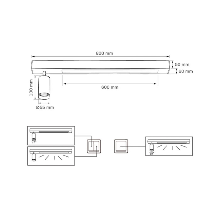 Стельовий світильник Goldlux 327376 Paris GU10+Led 2x10+24W 4000K 1800Lm IP20 Чорний (095376)