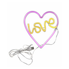 Бра, настінний світильник Goldlux 327154 Neon Love Heart Led 1x3W USB 5V DC 1A IP20 Wh (091601)