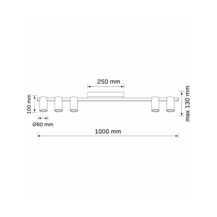Світильник стельовий Goldlux 326188 Maribel GU10 5x10W IP20 Bk (094422)