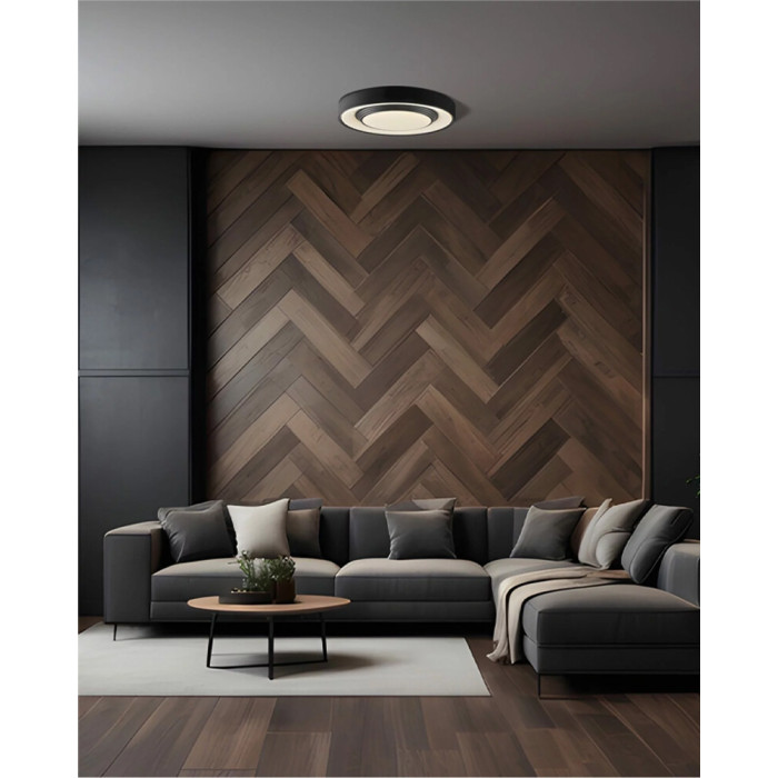 Люстра із пультом світлодіодна, стельовий світильник Goldlux 326690 Zygmunt 40 Led 1x48W 3000K-6000K 5300Lm IP44 Bk (094428)