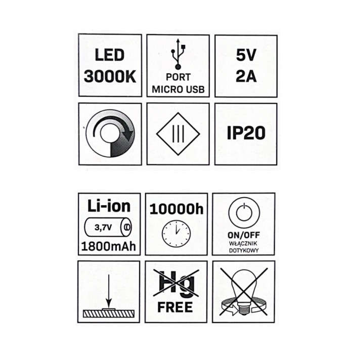 Настільна лампа з акумулятором Goldlux 325440 Pako Led 3000K IP20 USB Біла (072972)
