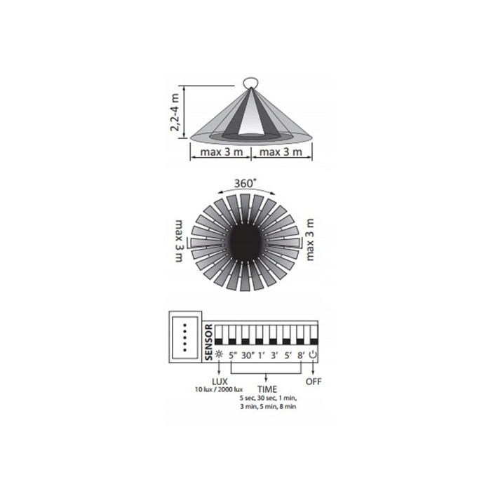 Датчик руху Goldlux 318794 PIR ES-P18A 100W 4000K IP20 Wh (047853)