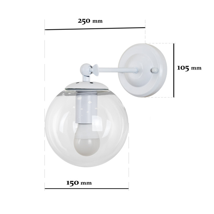 Бра 756WPR150F-1 WH+CL (LVS4911)