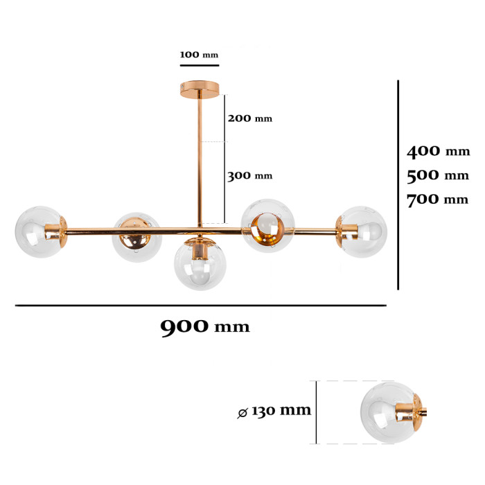 Люстра 7529906-5 GOLD+CL (LVS4738)