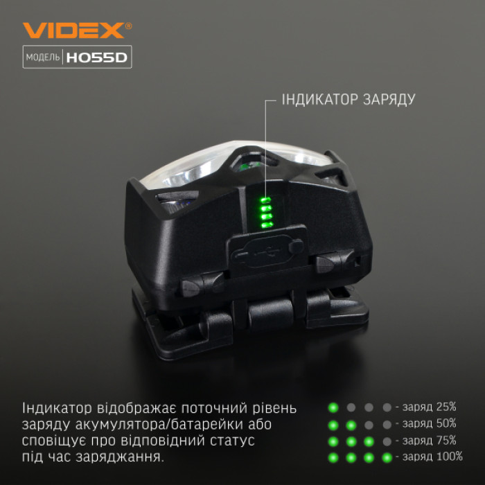 Налобний світлодіодний ліхтарик VIDEX VLF-H055D 500Lm 5000K (VLF-H055D)