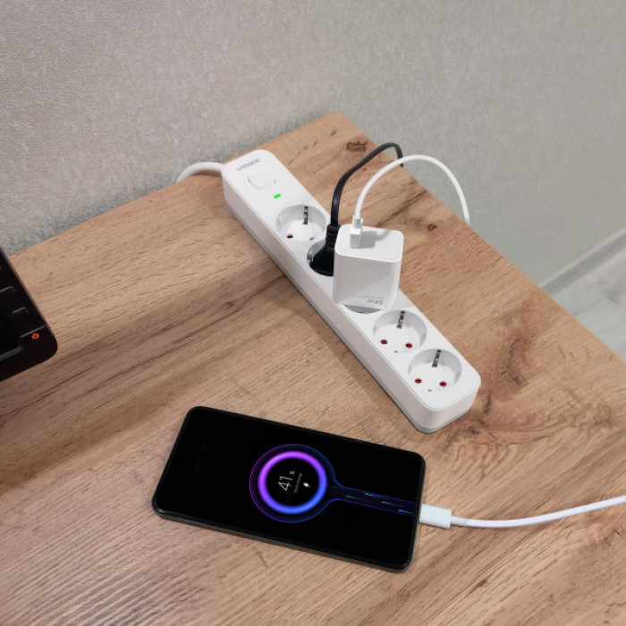 Мережевий подовжувач VIDEX ONCORD з/з 5п 3м (3x1.5мм) з кнопкою White (VF-PD53G-W)