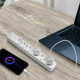 Мережевий подовжувач VIDEX ONCORD з/з 6п 3м (3x1.5мм) з кнопкою White (VF-PD63G-W)