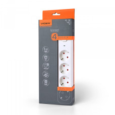 Мережевий подовжувач VIDEX ONCORD з/з 4п 3м (3x1.5мм) з кнопкою White (VF-PD43G-W)