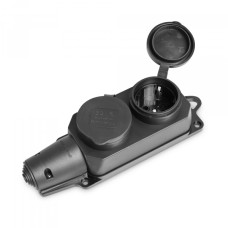 Колодка подовжувача IP44 із заземленням 2 гнізда 16А чорна TITANUM STANDARD (ТF-B216IP-B)