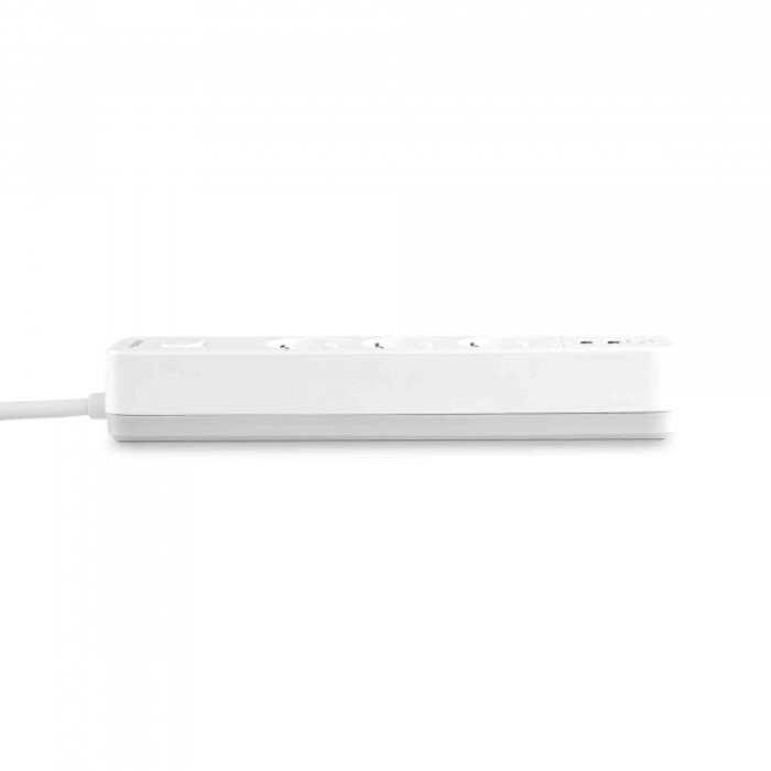 Мережевий подовжувач VIDEX ONCORD з/з 3п 3м (3x1.5мм) 2.4А 2USB+USB-C з кнопкою White (VF-PD33G2U1C-W)