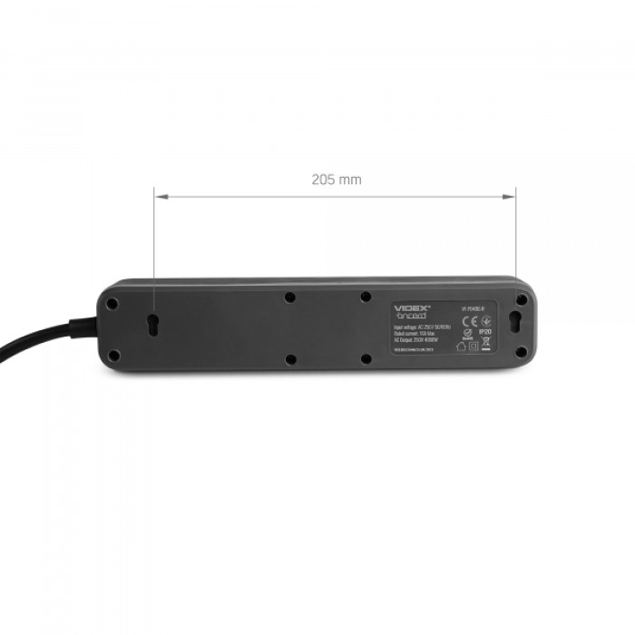 Мережевий подовжувач VIDEX ONCORD з/з 4п 3м (3x1.5мм) з кнопкою Black (VF-PD43G-B)